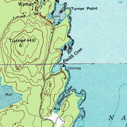 Topographic Map of Smith Cove, ME