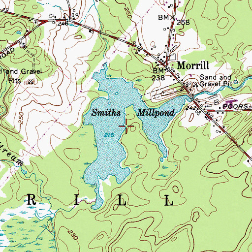 Topographic Map of Smiths Millpond, ME