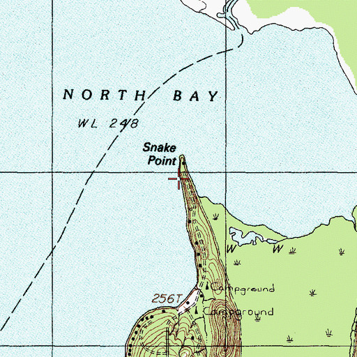 Topographic Map of Snake Point, ME