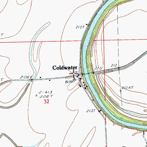 Topographic Map of Coldwater, AR