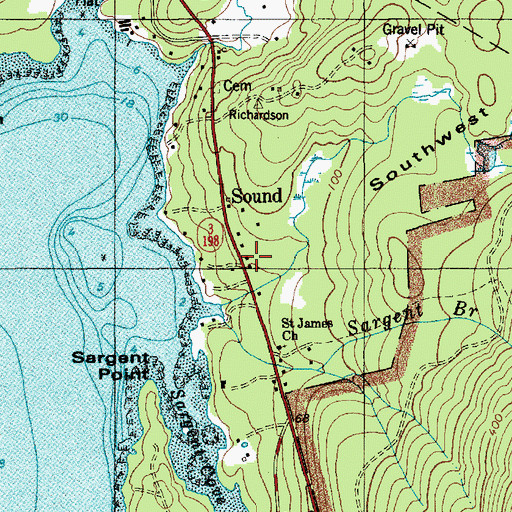 Topographic Map of Sound, ME