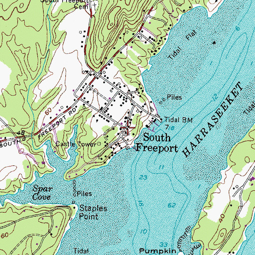 Topographic Map of South Freeport, ME