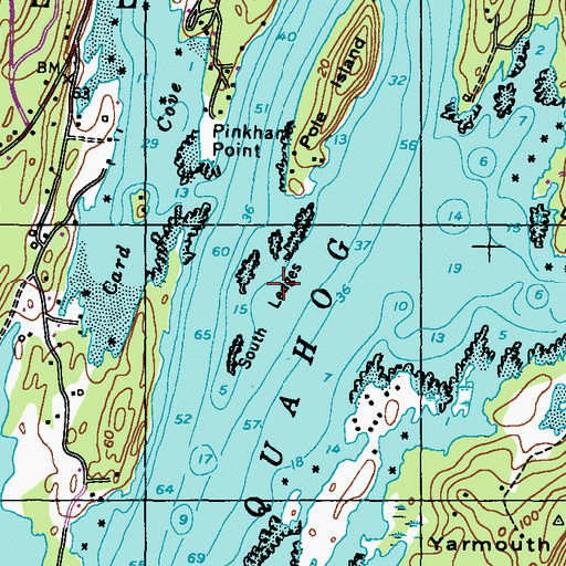 Topographic Map of South Ledges, ME