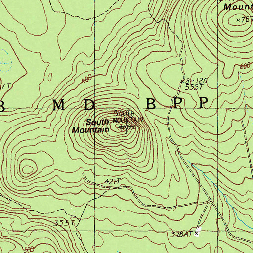 Topographic Map of South Mountain, ME