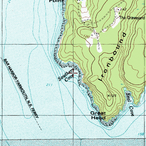 Topographic Map of Southern Cove, ME