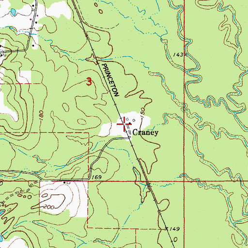 Topographic Map of Craney, AR