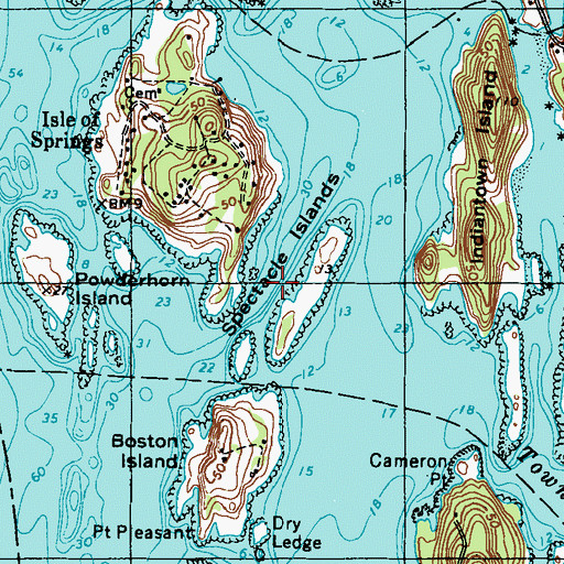 Topographic Map of Spectacle Islands, ME