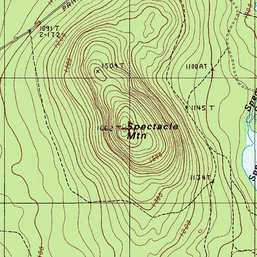 Topographic Map of Spectacle Mountain, ME