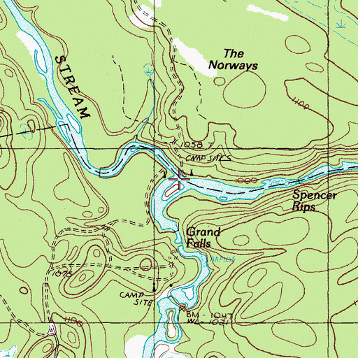 Topographic Map of Spencer Stream, ME