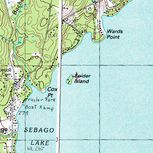 Topographic Map of Spider Island, ME