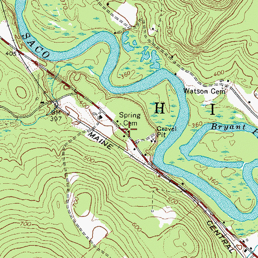 Topographic Map of Spring Cemetery, ME