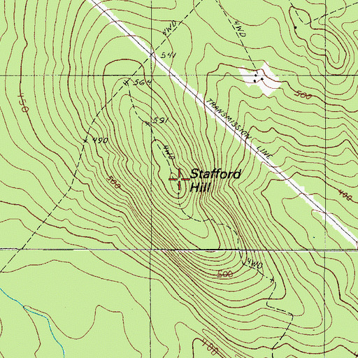 Topographic Map of Stafford Hill, ME