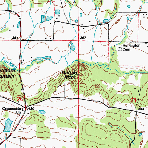 Topographic Map of Dalton Mountain, AR