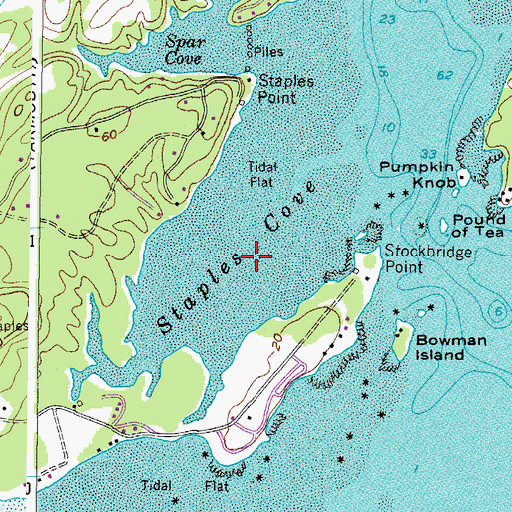 Topographic Map of Staples Cove, ME