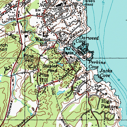 Topographic Map of Staples Pond, ME