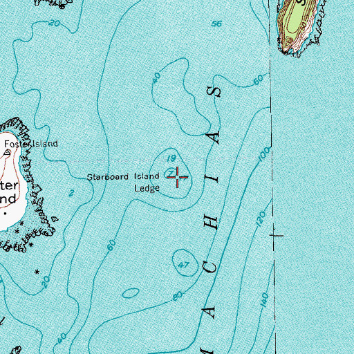 Topographic Map of Starboard Island Ledge, ME