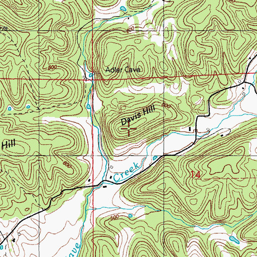 Topographic Map of Davis Hill, AR
