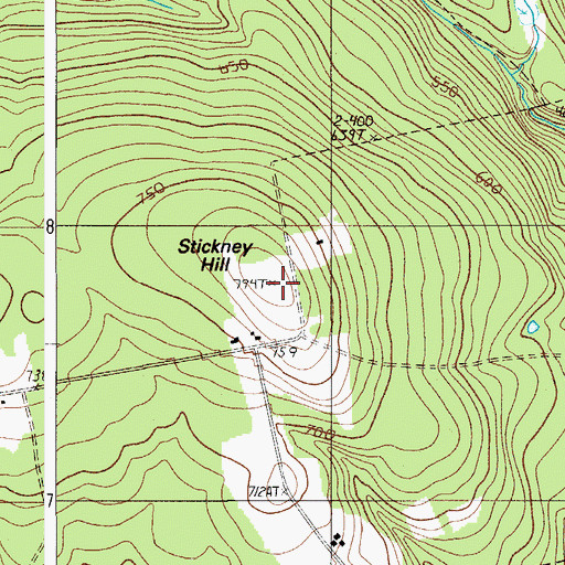 Topographic Map of Stickney Hill, ME