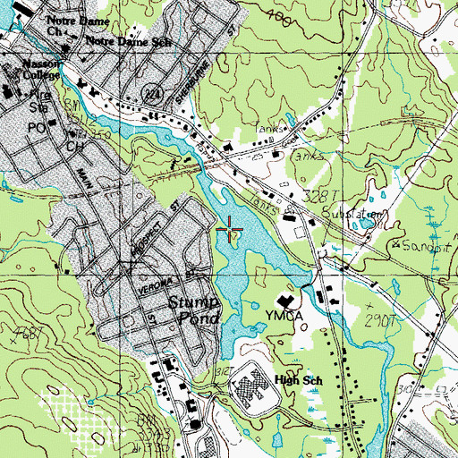 Topographic Map of Stump Pond, ME