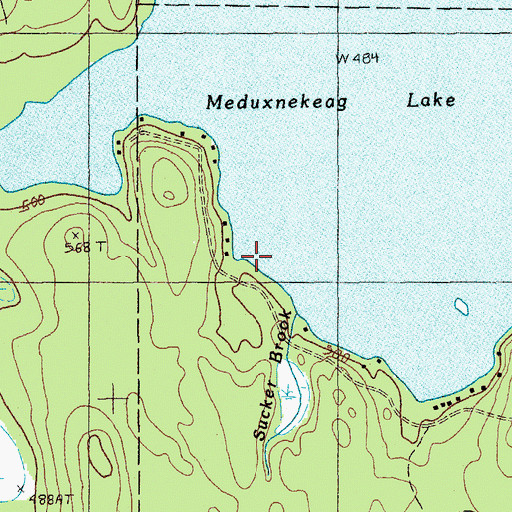 Topographic Map of Sucker Brook, ME