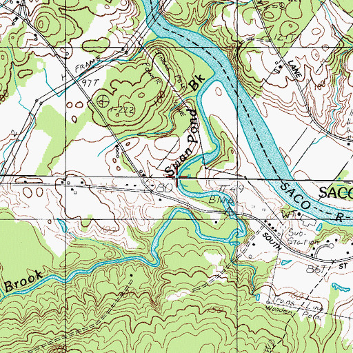 Topographic Map of Swan Pond Brook, ME