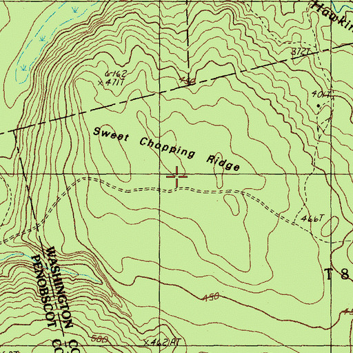 Topographic Map of Sweet Chopping Ridge, ME