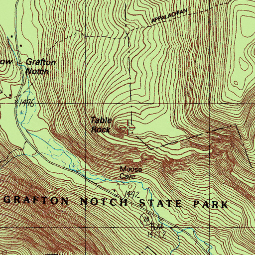 Topographic Map of Table Rock, ME