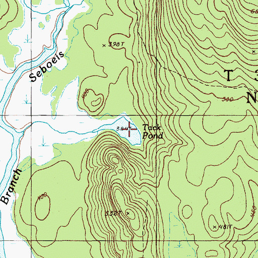 Topographic Map of Tack Pond, ME