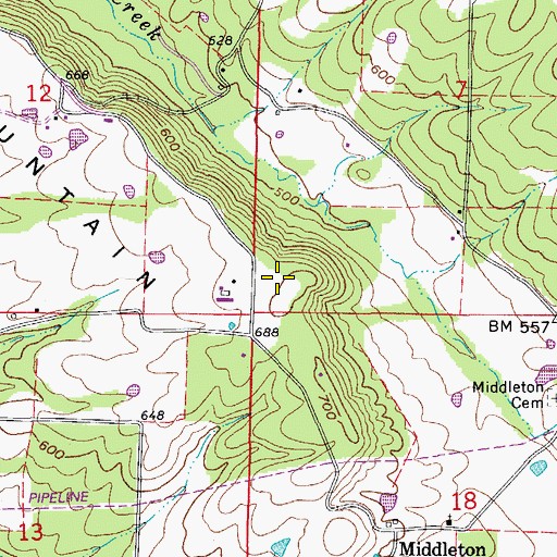 Topographic Map of Dutton Mountain, AR