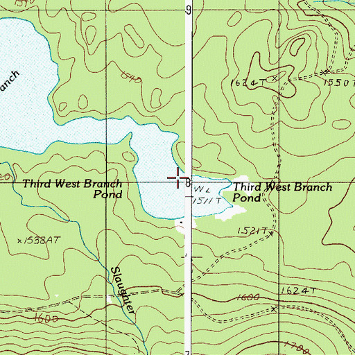 Topographic Map of Third West Branch Pond, ME