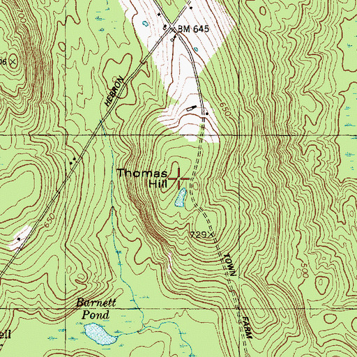 Topographic Map of Thomas Hill, ME