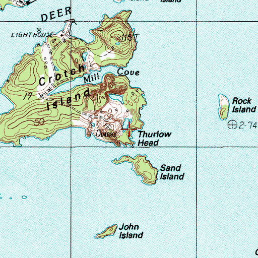 Topographic Map of Thurlow Head, ME