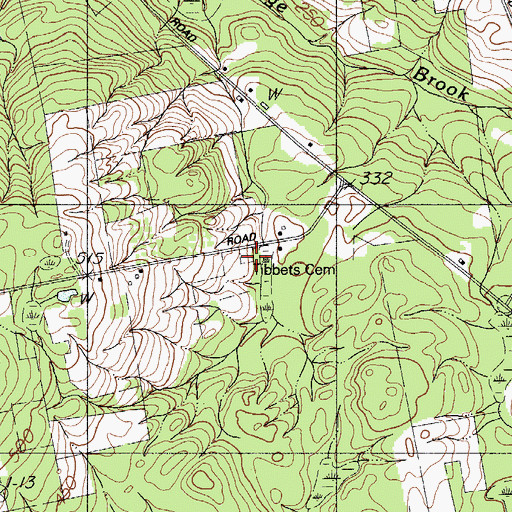 Topographic Map of Tibbets Cemetery, ME