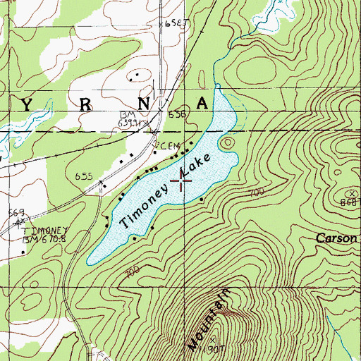 Topographic Map of Timoney Lake, ME