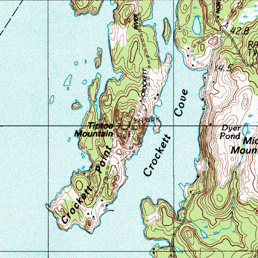 Topographic Map of Tiptoe Mountain, ME
