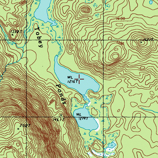 Topographic Map of Tobey Ponds, ME