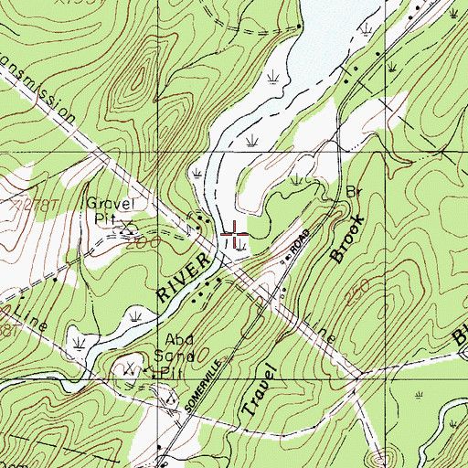 Topographic Map of Travel Brook, ME