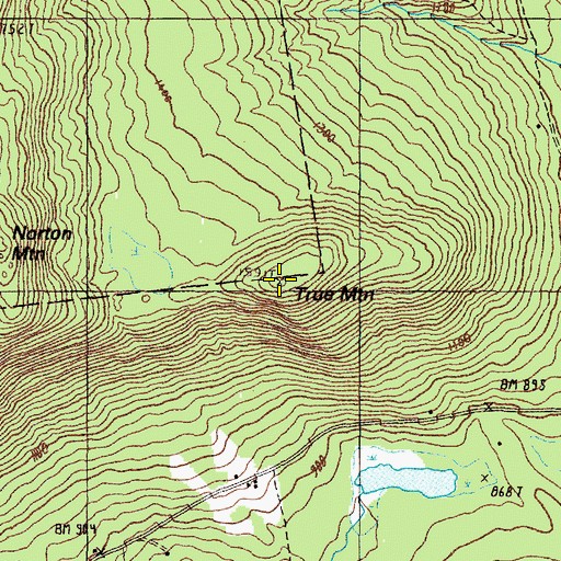Topographic Map of True Mountain, ME
