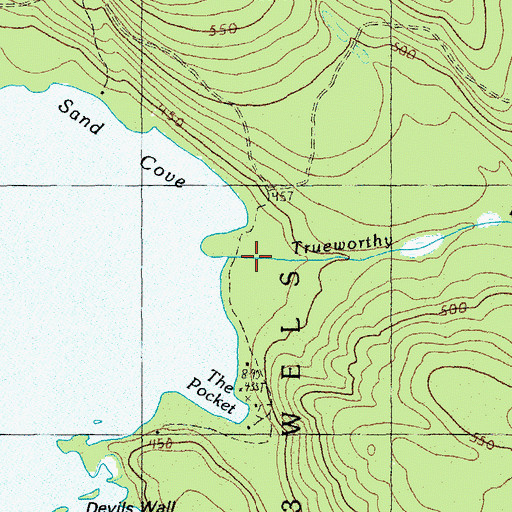 Topographic Map of Trueworthy Brook, ME
