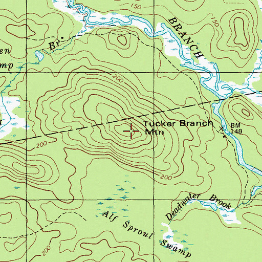 Topographic Map of Tucker Branch Mountain, ME