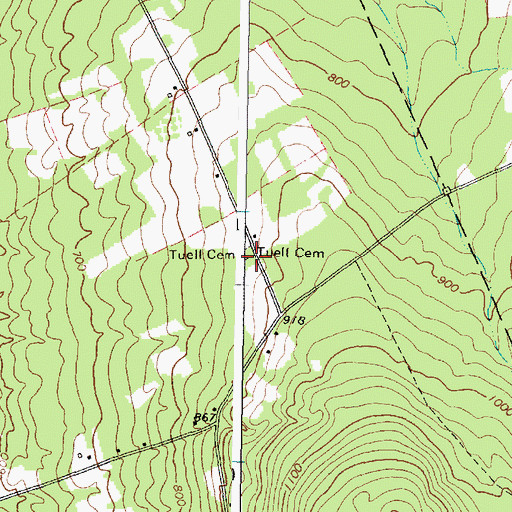 Topographic Map of Tuell Cemetery, ME