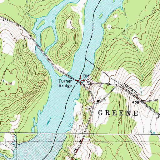 Topographic Map of Turner Bridge, ME