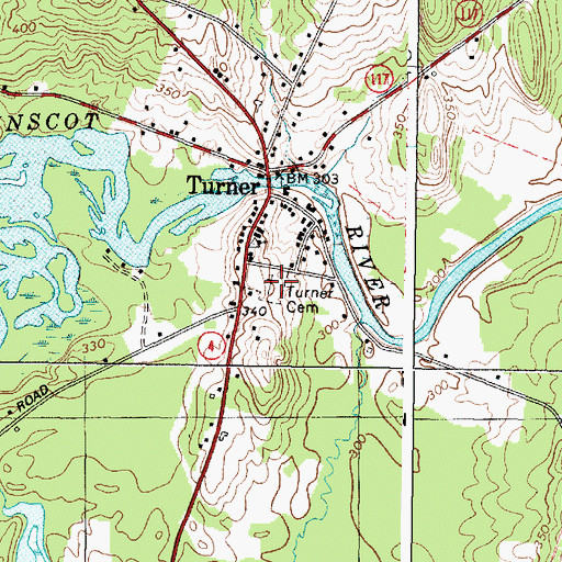 Topographic Map of Turner Cemetery, ME