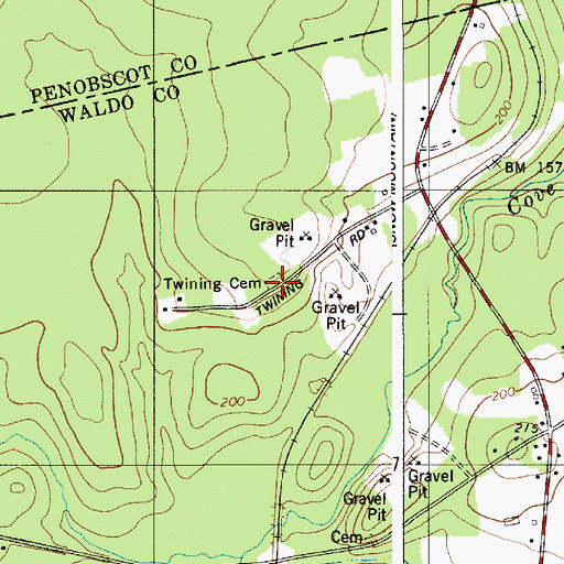 Topographic Map of Twining Cemetery, ME