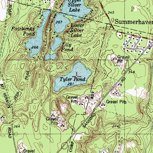Topographic Map of Tyler Pond, ME