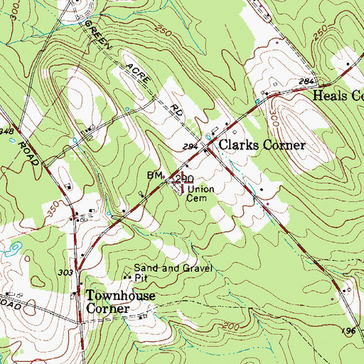 Topographic Map of Union Cemetery, ME