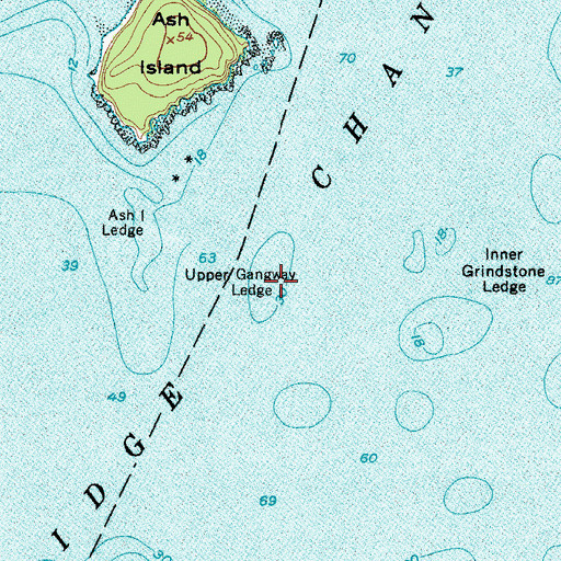 Topographic Map of Upper Gangway Ledge, ME
