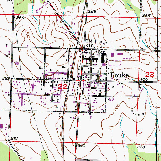 Topographic Map of Fouke, AR