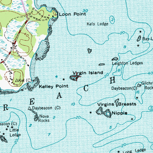 Topographic Map of Virgin Island, ME