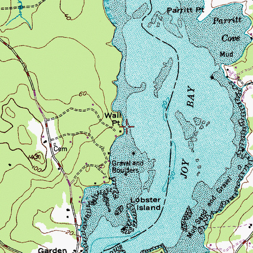 Topographic Map of Wall Point, ME